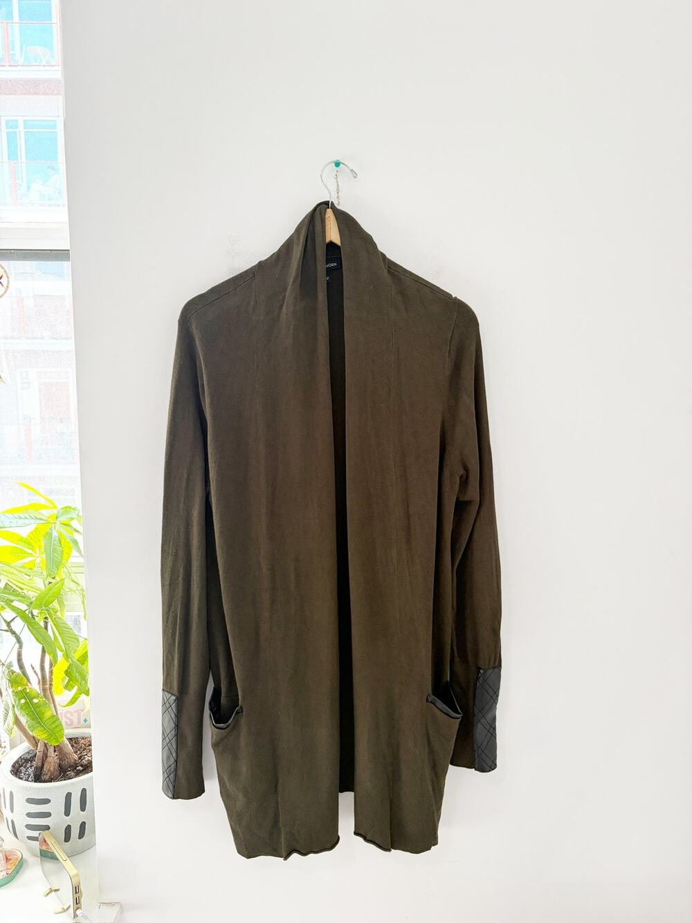 41Hawthorn Dark Green Long Open Cardigan Sweater Size Large